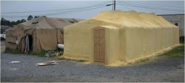military tent spray foam roof commercial